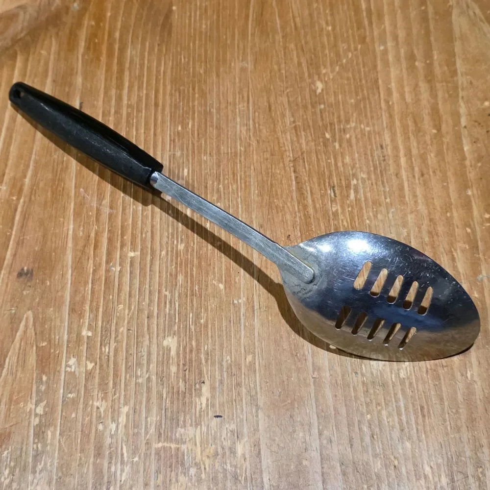 Ekco Slotted Spoon Stainless Steel & Plastic Handle Serving Cooking Vintage USA